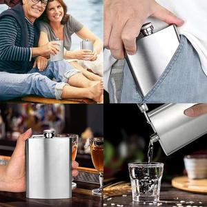 Custom logo 6oz Hip Flask Whisky Glass Cup 2oz Stainless Steel Cup Black coaster Ice Block Ice Clip Wooden <b>Box</b> <b>Gift</b> Set - Product Image 5