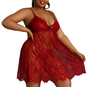 Ren backless trong suốt sexy quyến rũ đồ ngủ, đồ lót Châu Âu và Mỹ, cộng với kích thước mặc nhà, đồ ngủ - Product Image 3