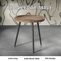 Table basse ronde de style industriel antique et durable avec 3 pieds, structure en bois massif et métal, meubles de salon NOZTI EXPORTS
