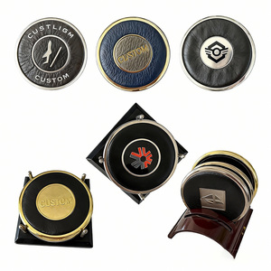 Posavasos <span class=keywords><strong>de</strong></span> Metal Personalizados con Base <span class=keywords><strong>de</strong></span> <span class=keywords><strong>Cuero</strong></span>, Tapetes para Bebidas con Logotipo <span class=keywords><strong>de</strong></span> Marca Grabado, Producción Rápida, Plazo Prometido - Product Image 1