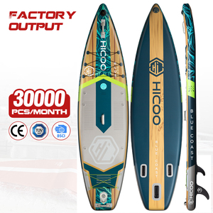 Planche de surf gonflable double couche en bois pour la course, modèle HI01/2, avec accessoires, personnalisable pour les activités aquatiques – Vente en gros OEM PF - Product Image 1