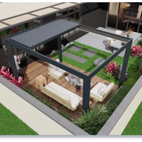Pavillon moderne bioclimatique électrique personnalisable, coupe-vent, avec moteur OKo et ensemble d'éclairage LED pour tonnelles et balcons