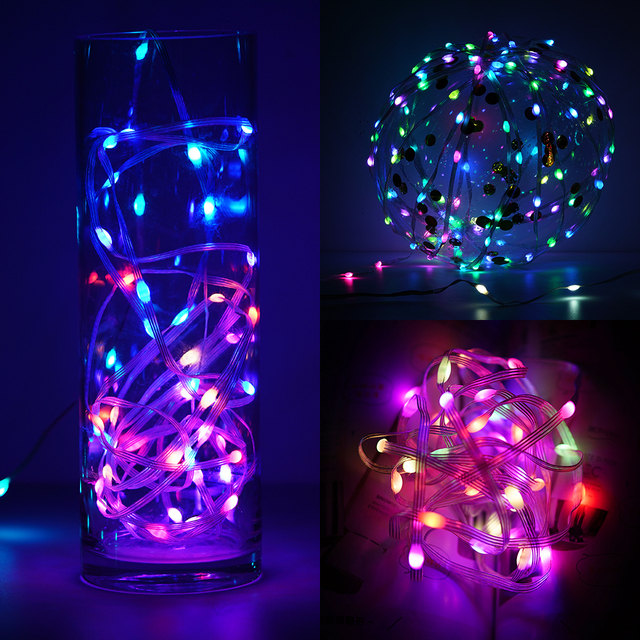 Christmas Lights RGB Led Pixel String Light Battery Operated 10leds/m 5m 10m Waterproof Led String Lights Outdoor DC 5V