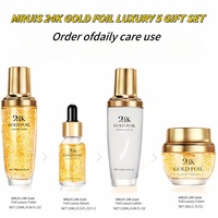 Set de Cosméticos Coreanos de Lujo de Oro de 24k Cuidado de la Piel Orgánico Blanqueador y Aclarante con Tónico Loción Crema Facial Niacinamida y Vitamina C
