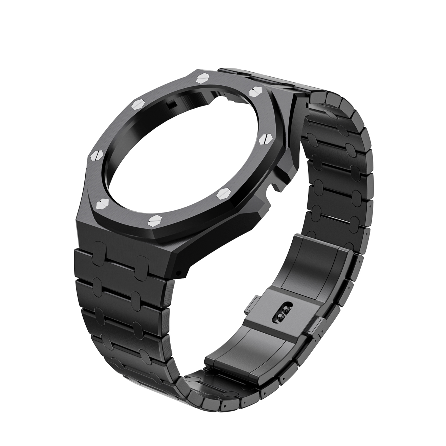 Noir avec bracelet en acier inoxydable