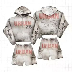 Felpa con Cappuccio <span class=keywords><strong>Vintage</strong></span> Personalizzata con Zip, Effetto Acid Wash, Stampa Grafica, Stile Streetwear <span class=keywords><strong>Oversize</strong></span> - Product Image 3