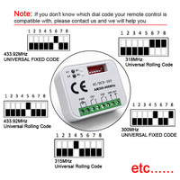 Récepteur universel pour porte de garage Récepteur RX-MULTI 9-30V 8 Dip Switch Multi Brand Controller for 300MHz-868MHz Gate Remote Control