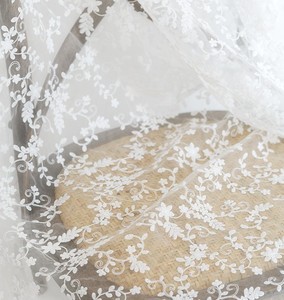 <span class=keywords><strong>Tela</strong></span> bordada de organza blanca LS883, gasa de malla de encaje <span class=keywords><strong>para</strong></span> vestido de boda, mantel hecho a mano, DIY - Product Image 3