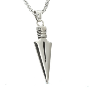 Collier avec pendentif flèche en acier inoxydable, bijoux unisexes, cadeau à la mode - Product Image 1