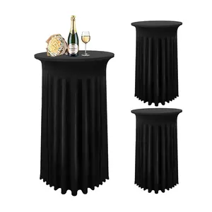 涤纶氨纶圆形鸡尾酒桌套，闪亮桌布，裙子圆形合身桌布，用于婚礼宴会