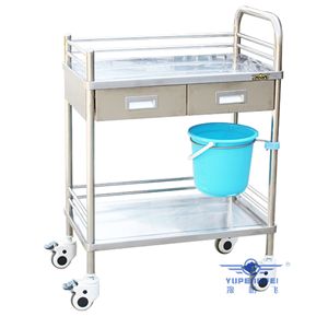 Chariot médical en acier inoxydable Yu Pengfei 650x420x870mm à trois niveaux avec tiroirs et roulettes - Product Image 2