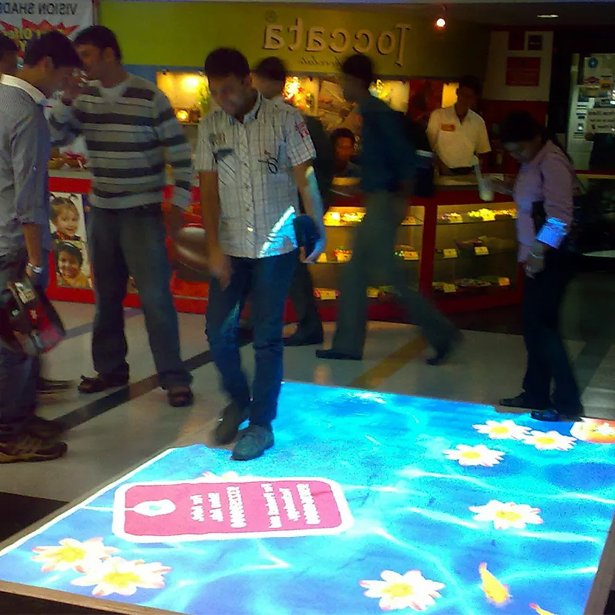 IR camera motion capture interactive floor wall projection kids games.