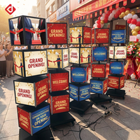 Boîte à lumière publicitaire rotative sur pied, personnalisable, 4 faces, 4 niveaux, avec affiches interchangeables, portable pour l'extérieur, pour la location, les anniversaires et les mariages