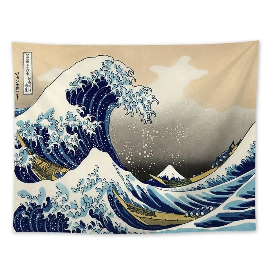 SENQI hot sale High Quality Custom Digital Printed Fabric wall Hanging map tapestry with japanese Ukiyoe