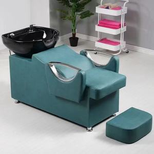 Chaise de lavage de tête en cuir synthétique de haute qualité au design moderne pour salon de coiffure, lit de lavage pour shampooing pour salons - Product Image 6