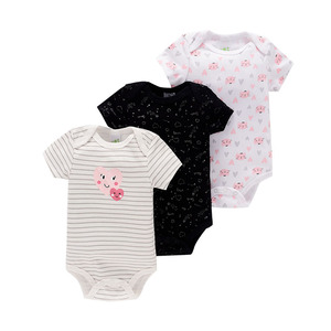 Venta al por mayor Mixed New Born Cute Short Sleeve Spring Cotton Infant Baby Boys Girls stock lotes Mamelucos 3Pcs Set - Product Image 5