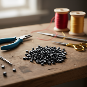 Perline Iln con numeri bianchi su sfondo nero 4x7mm per artigianato 17g - Product Image 3