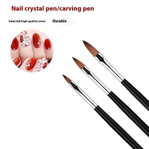 Lot de 3 stylos de sculpture 3D pour nail art, pinceaux à poils en nylon pour motifs floraux et cristaux - Product Image 2