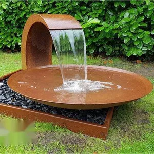 Tuinornamenten Buitenwaterval Fontein Corten Stalen Waterpartij