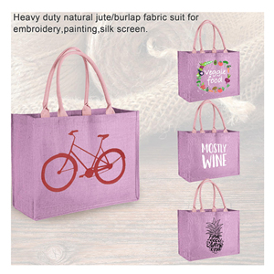 Vente en gros <span class=keywords><strong>de</strong></span> sacs <span class=keywords><strong>de</strong></span> <span class=keywords><strong>jute</strong></span> écologiques bon marché pour femmes sacs <span class=keywords><strong>de</strong></span> <span class=keywords><strong>jute</strong></span> violets en <span class=keywords><strong>toile</strong></span> <span class=keywords><strong>de</strong></span> <span class=keywords><strong>jute</strong></span> pliables et réutilisables pour shopping pour la conception <span class=keywords><strong>de</strong></span> lettres personnalisées - Product Image 3