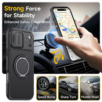Casing Ponsel Magnetik Baru dengan Slot Kartu Geser Tersembunyi 360 °   Penyangga Cincin Putar dengan Penutup Kamera Geser untuk iPhone 17 Pro Max
