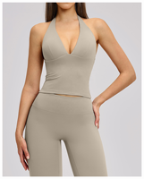Brassières de sport pour femmes à col en V, dos nu, respirantes, pour yoga et fitness, hauts courts personnalisables