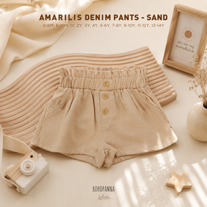 BOHOPANNA Amarilis Pantalones vaqueros cortos de cintura alta con botones para bebés, niñas, niños pequeños, pantalones cortos de algodón de verano - Product Image 4