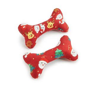 Di alta qualità di natale peluche cane bambola da masticare ossa Pet Pet Sound Toy cartone animato pupazzo di neve campana osso denti-resistente giocattoli giocattolo per cane - Product Image 1