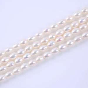 Perles d'eau douce naturelles de haute qualité, 5-6 mm, blanches, en forme de mètre, semi-finies, pour la fabrication de bijoux en collier, vente en gros - Product Image 1