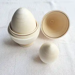 Matryoshka small gift diy blank custom unfinished wood egg Easter decor toy hollow wooden nesting eggs