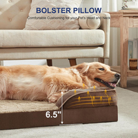 Großhandel benutzer definierte dunkelbraune Plüsch ortho pä dische Haustier Bett wasch bar Rechteck Memory Foam Hunde bett mit Kissen für große Hunde