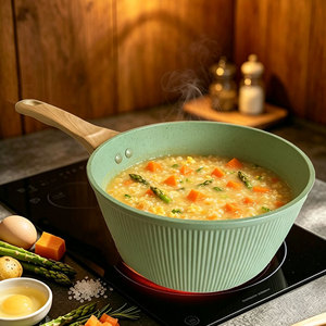 Elegante Olla <span class=keywords><strong>para</strong></span> Salsas y Mermeladas <span class=keywords><strong>de</strong></span> Aluminio con Rayas, Diseño Moderno y Lujoso, Revestimiento Antiadherente Interior y Exterior, Apta <span class=keywords><strong>para</strong></span> Placas <span class=keywords><strong>de</strong></span> Inducción - Product Image 2