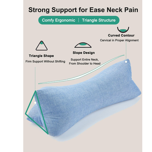 Almohada cervical de soporte firme para alivio del dolor, cojín de trigo sarraceno para la oficina, pausa para el almuerzo, azul, 15 pulgadas, lavable, cómoda almohada enrollable para el cuello - Product Image 2