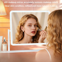 Miroir de Maquillage de Poche LED Tactile Illuminé Haute Définition avec Fonction Grossissante et Personnalisable pour la Beauté Féminine