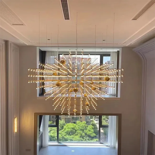 Висячие лампы популярный дизайн геометрический креативный стальной Золотой хромированный дизайн декоративная люстра современный роскошный большой светильник