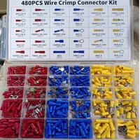 480 pièces connecteur de câble isolé fil électrique sertissage bêche bout à bout anneau fourche ensemble anneau cosses bornes roulées Kit assorti
