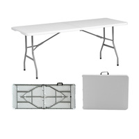 Table pliante portable d'extérieur en plastique, longue et rectangulaire, pour marché nocturne et réunions