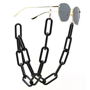 妇女挂绳太阳镜链黑色亚克力眼镜链条悬挂颈链绳固定器眼镜绑带