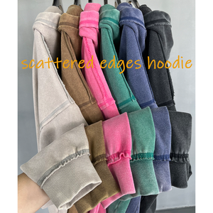 เสื้อมีฮู้ดรุ่นเฮฟวี่เวทของผู้ชายใหม่เสื้อมีฮู้ดแบบซิปขอบกระจายเป็น GSM มีฮู้ดซักได้กรดหินแบบ450 - Product Image 5