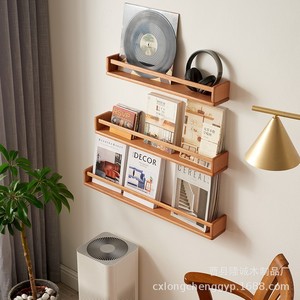 Solid Wood Wall Mounted <b>Shelf</b> Rectangle Durable Display Storage <b>Rack</b> For Living Room Bedroom Study No Drill Installation - Product Image 3