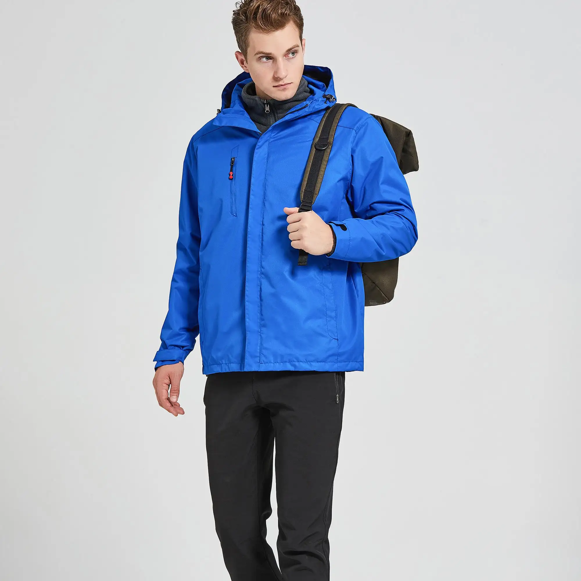 Nouvelle mode hommes automne hiver coupe-vent imperméable respirant chaud poches polaire manteau intérieur à manches longues veste d'extérieur