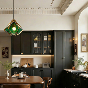 Lámpara colgante turca moderna de cobre para decoración de cafetería, bar, restaurante, lámpara de noche artística, de cristal transparente verde y blanco, de una sola cabeza - Product Image 2