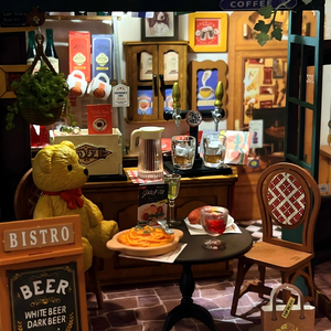 Kit <span class=keywords><strong>de</strong></span> construction <span class=keywords><strong>de</strong></span> maison miniature en bois Little Bear Caf, modèle éducatif DIY, décoration <span class=keywords><strong>de</strong></span> <span class=keywords><strong>Noël</strong></span>, fabrication artisanale, anti-stress - Product Image 4