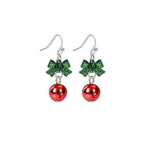 Stainless Steel Glitter Bow Bell Dangle <b>Hook</b> <b>Earrings</b> Women Christmas Atmosphere Party Decoration Holiday Gift Ear Jewelry - Product Image 1