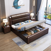Lits en bois sculptés Style nordique Minimaliste Lit double Meubles de chambre à coucher Lit king size Meubles d'hôtel pas chers Meubles de chambre à coucher
