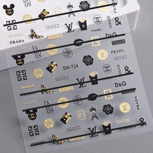 Autocollants 3D pour <span class=keywords><strong>ongles</strong></span> de style européen et américain, en plastique rectangulaire, non toxiques, de luxe, tendance, avec logo de marque, bijoux pour <span class=keywords><strong>ongles</strong></span> - Product Image 3