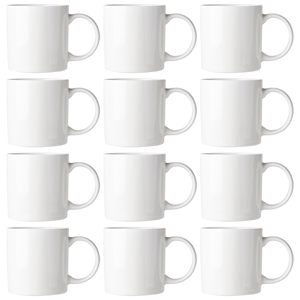 Ensemble de tasses en céramique blanches, design minimaliste, résistantes à la chaleur, compatibles micro-ondes et lave-vaisselle, pour usage domestique, cadeaux promotionnels, isolées - Product Image 4