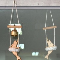 Sonnette de porte en bois gravé motif poisson réaliste, personnalisable, écologique, décoration murale en bois massif, cadeau, pendentif porte-bonheur