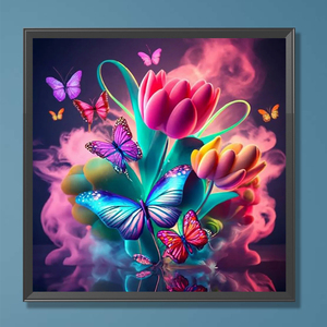 Moderno DIY 40*40cm patrón de flores coloridas pintura de <span class=keywords><strong>diamante</strong></span> redondo completo 5D pintura de <span class=keywords><strong>diamante</strong></span> acrílico para decoración de sala de estar - Product Image 4