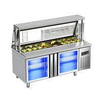 Refrigerador/Congelador Bajo Mostrador con Superficie de Trabajo de Acero Inoxidable, Pantalla de Vidrio y Ventilación Frontal